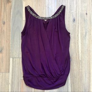 Draped Eggplant Top with beaded keyhole detailing